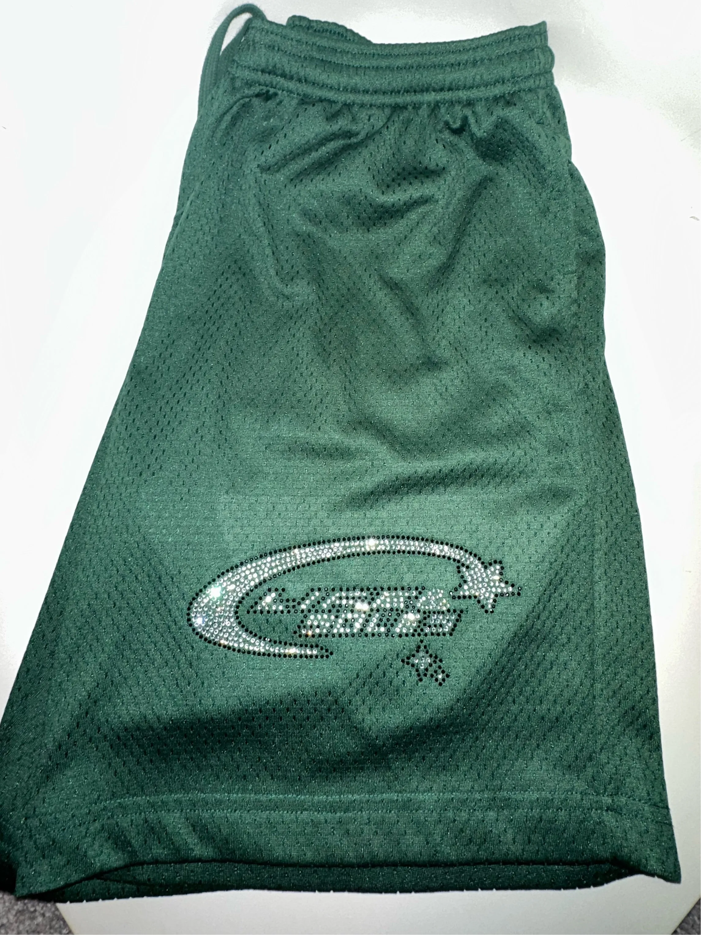 Mesh “Shooting Star” Rhinestone Shorts