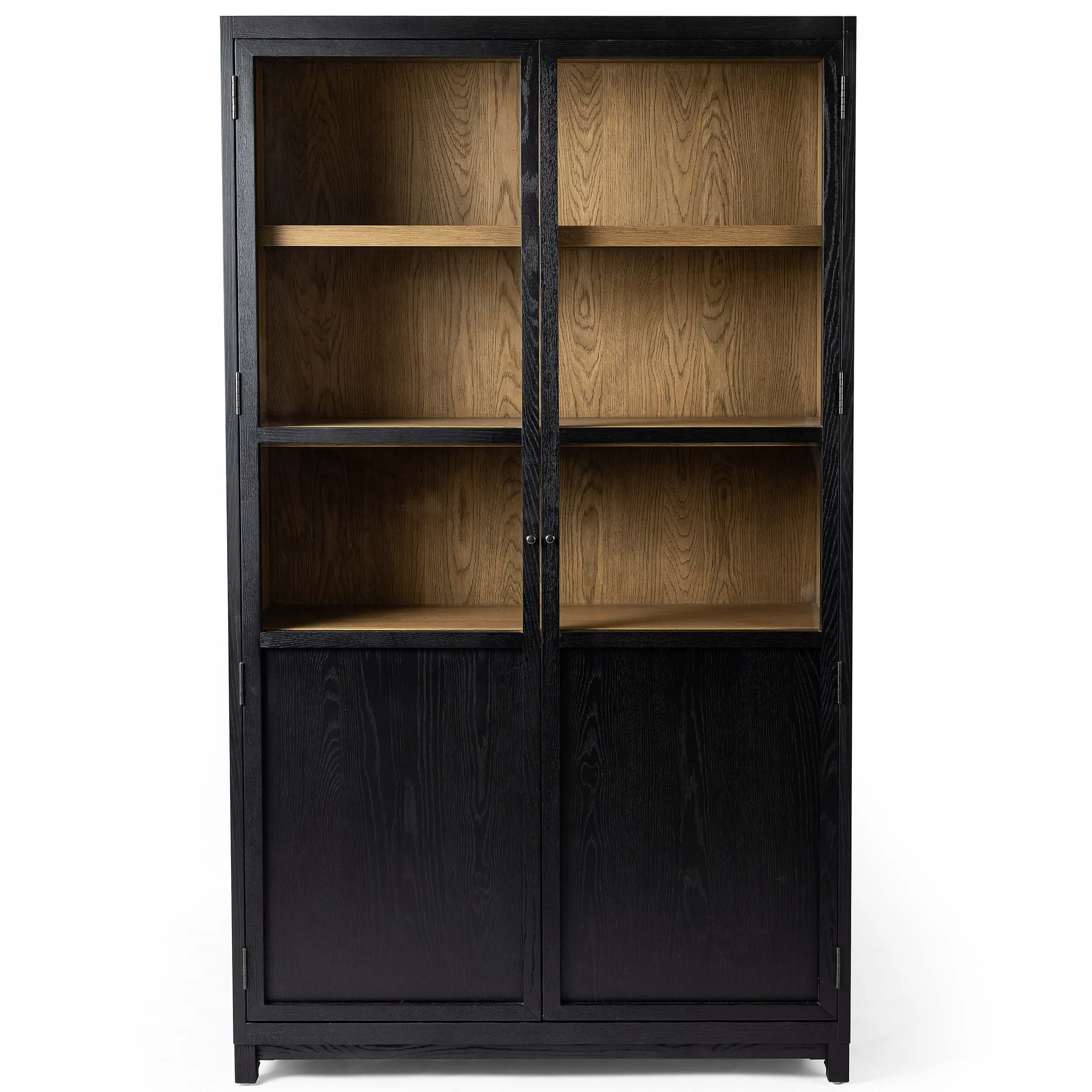 Millie Panel and Glass Door Cabinet, Drifted Matte Black