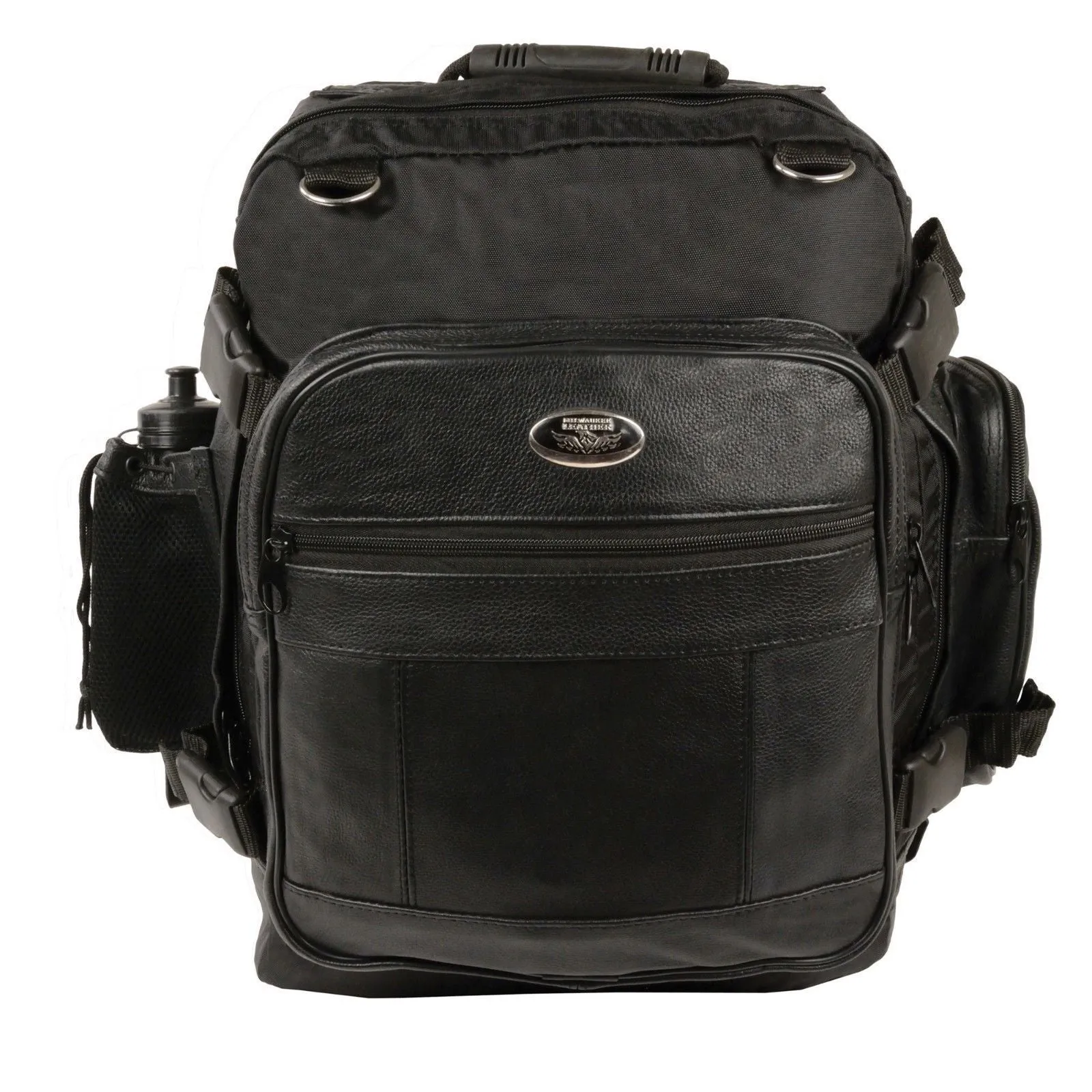 Milwaukee Leather SH540 Medium Black Size Leather and Textile Motorcycle Sissy Bar Back Pack Bag