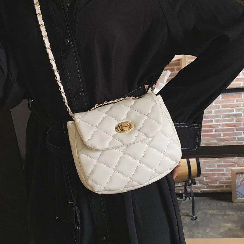 Mini Size Solid Color PU Leather Stitching Design Casual Bag