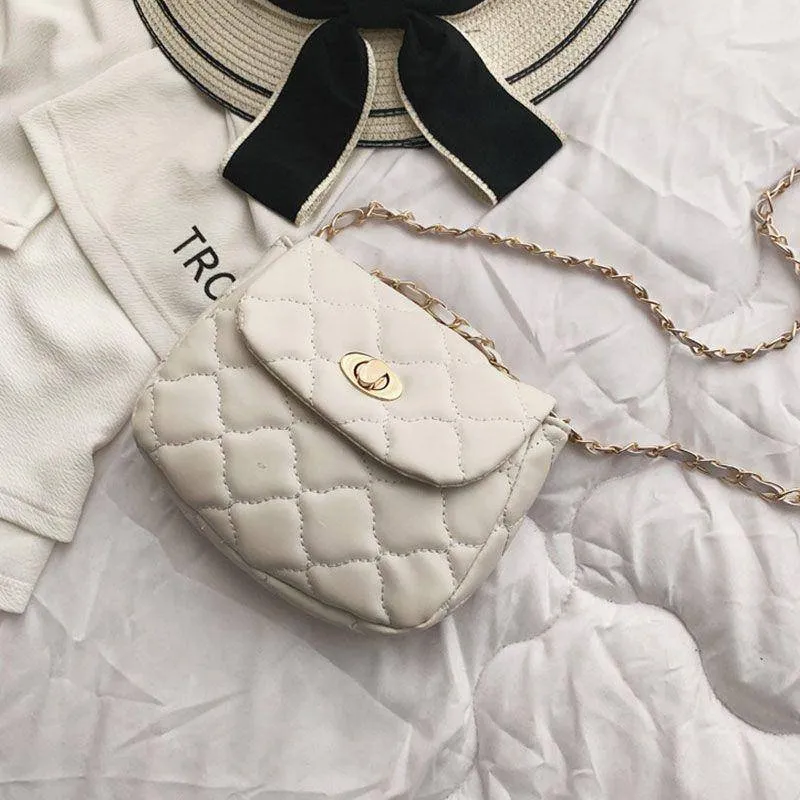 Mini Size Solid Color PU Leather Stitching Design Casual Bag
