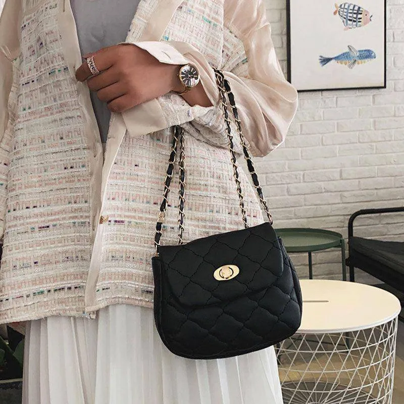 Mini Size Solid Color PU Leather Stitching Design Casual Bag
