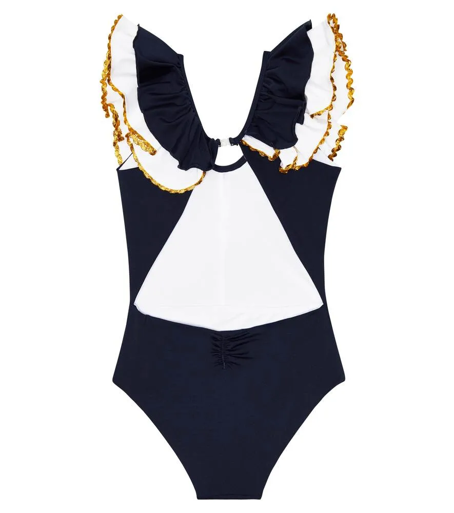 Monnalisa marinière swimsuit, multi-colored