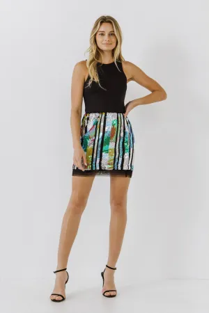 Multi Color Sequin Mini Skirt
