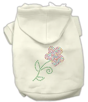 Multi-colored Flower Rhinestone Hoodie Cream L (14)