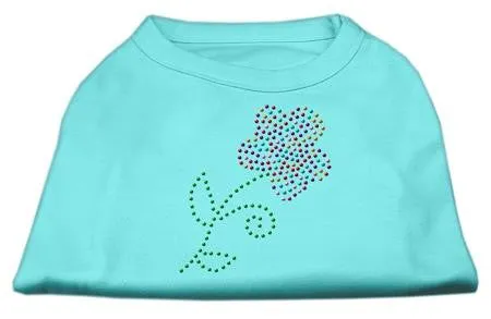 Multi-Colored Flower Rhinestone Shirt Aqua XXXL(20)