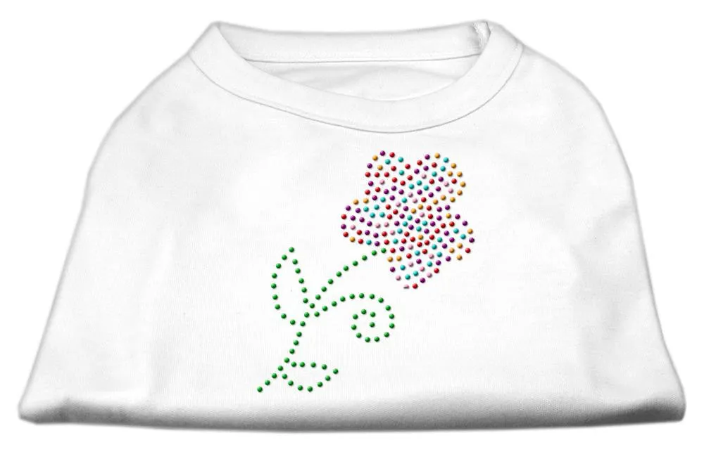 Multi-Colored Flower Rhinestone Shirt White M (12)