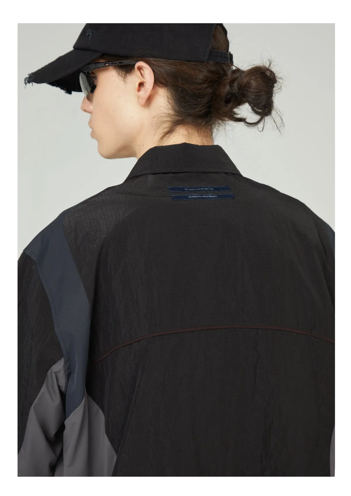 Multi-colored splicing zipper shirt