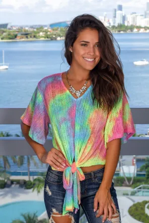 Multi Colored Tie Dye Knit Top
