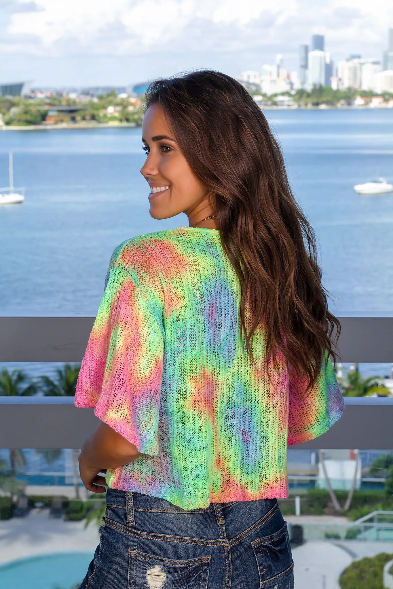 Multi Colored Tie Dye Knit Top