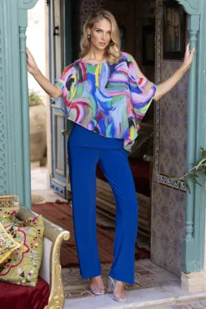 Multi-Colored Top With Chiffon Overlay