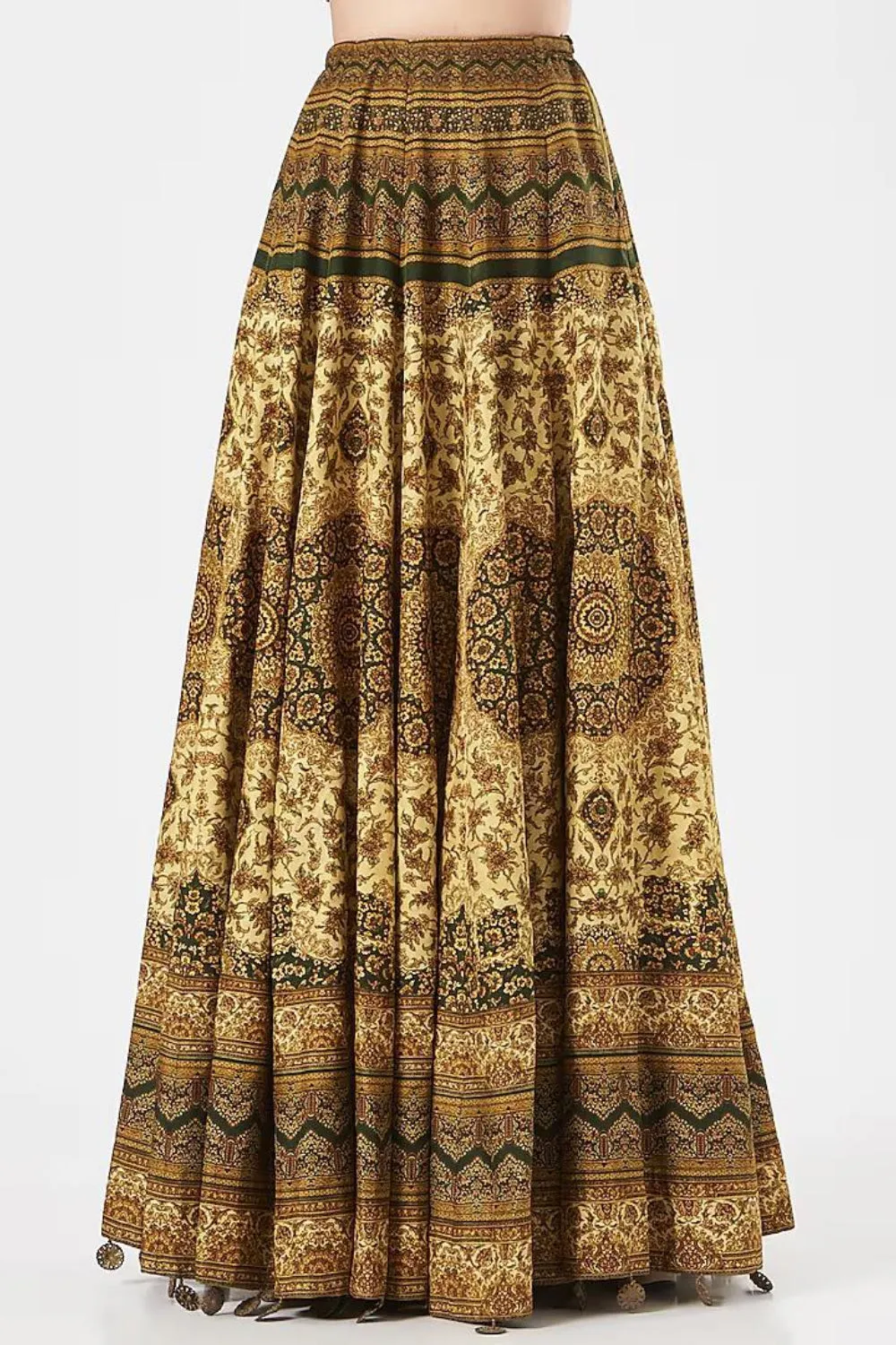 Multi Coloured Silk Printed Skirt Set