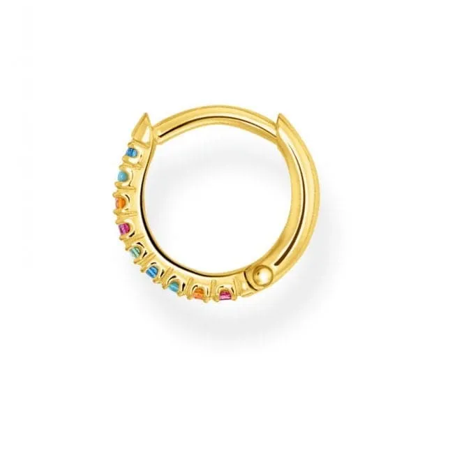 Multicolour Yellow Gold Mini Hoop Single Earring 12mm CR658-488-7