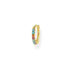 Multicolour Yellow Gold Mini Hoop Single Earring 12mm CR658-488-7