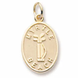 Myrtle Beach Golf Bag Charm In Yellow Gold
