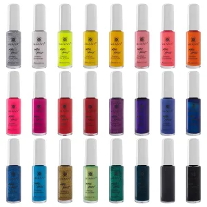 Nail Art Set Nail Polish - Fine Brush For Nail Design - 24 Famous Colors