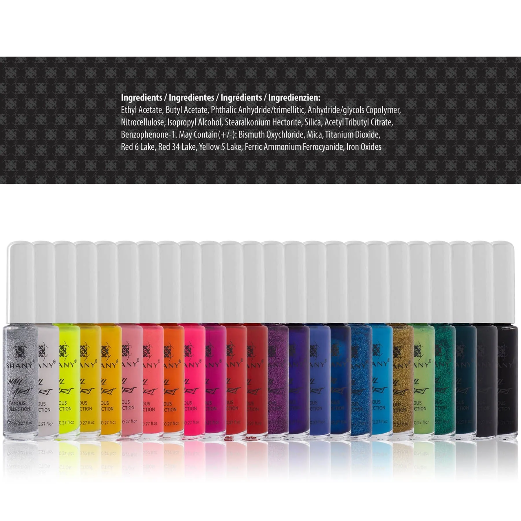 Nail Art Set Nail Polish - Fine Brush For Nail Design - 24 Famous Colors