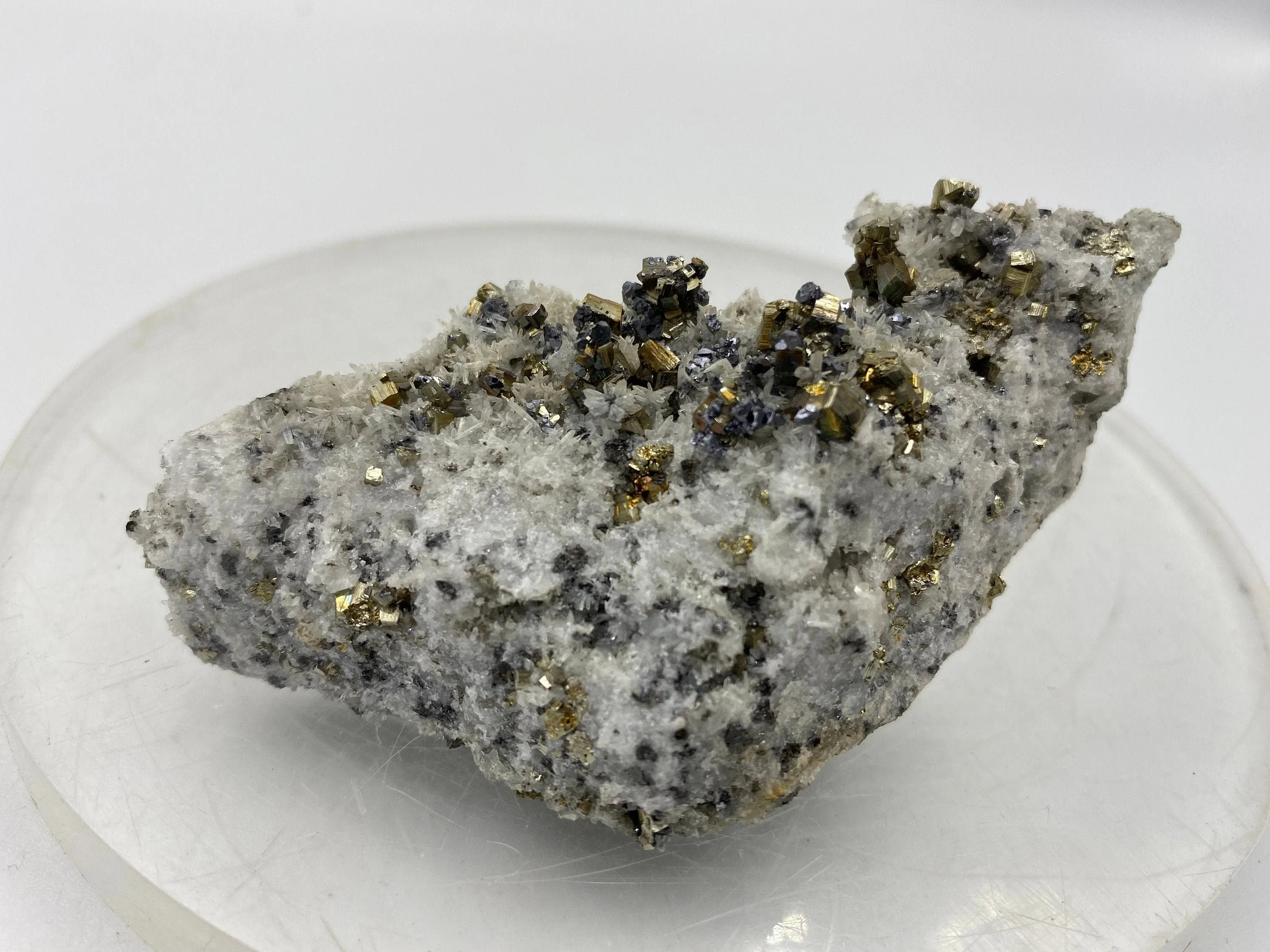 Natural Calcite with Galena - Clear Quartz and Pyrite cubes - Rough Mineral Stone