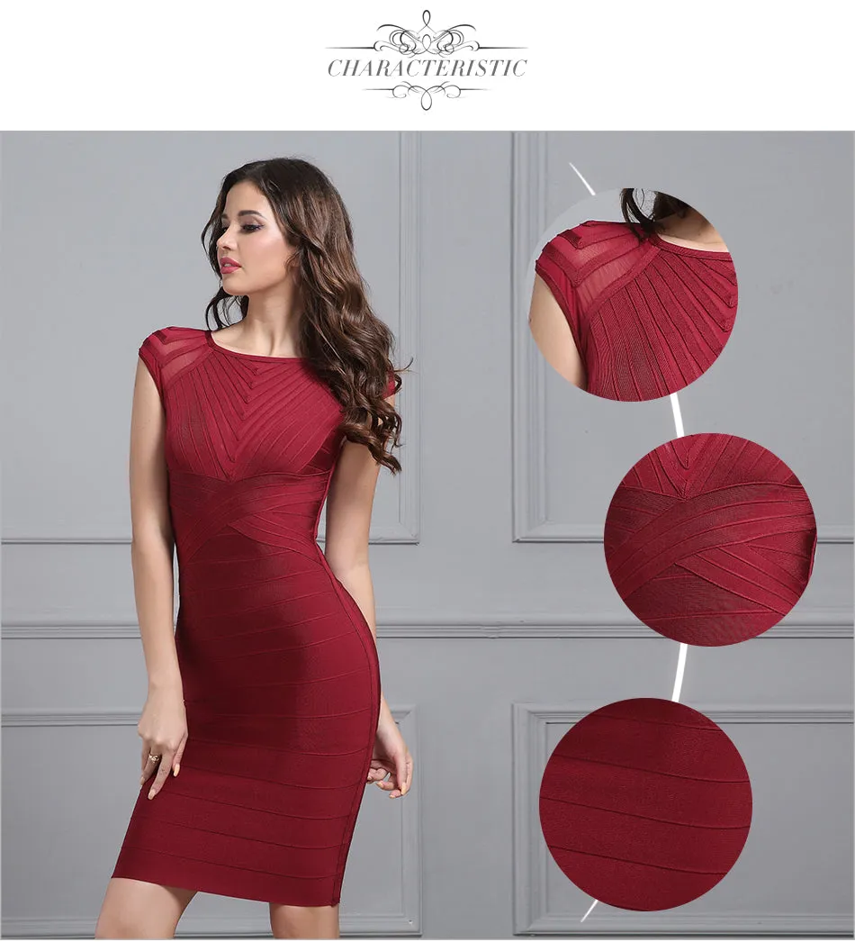 O Neck Short Sleeve Mesh Hot Dress