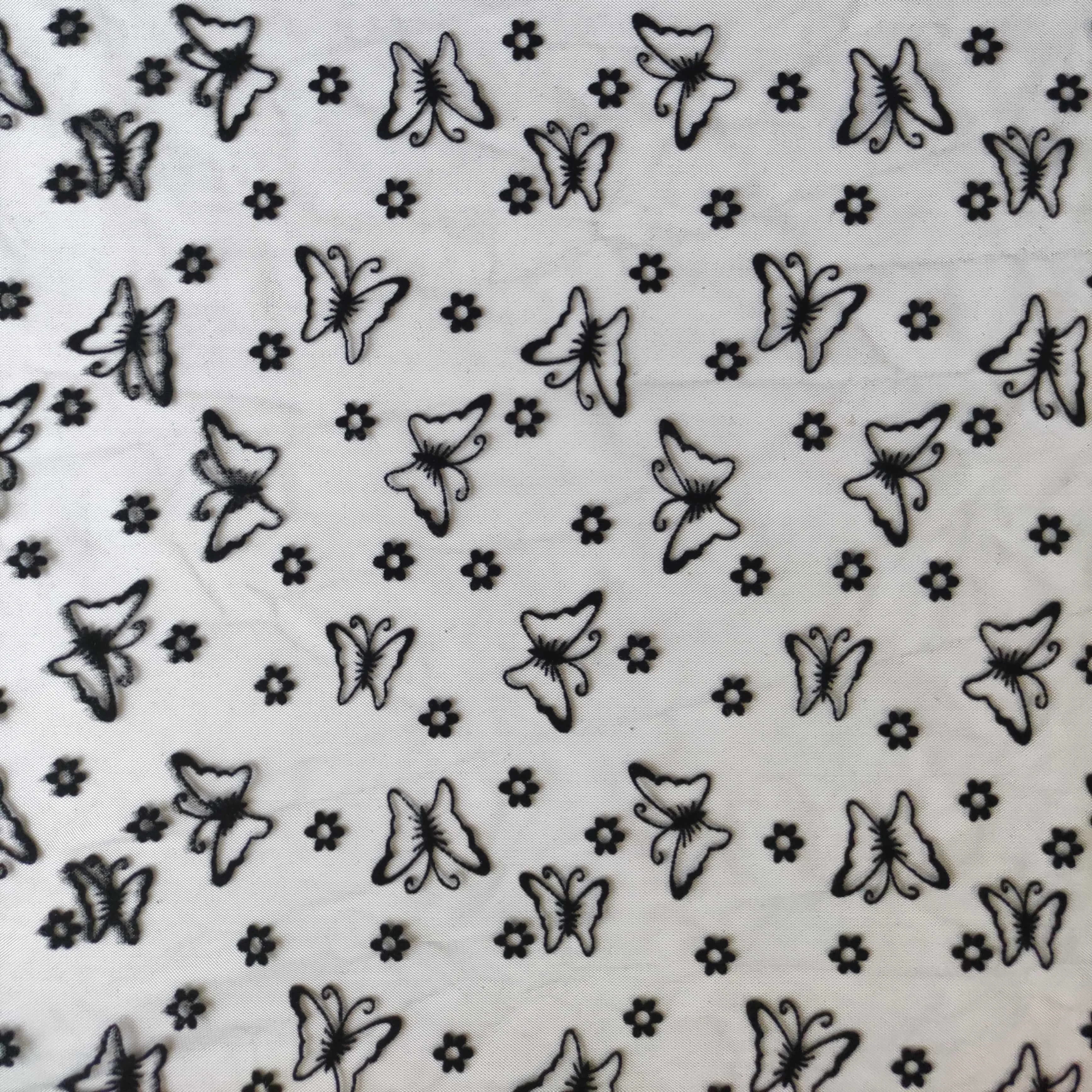 OEKO-TEX Flocking Mesh Netting Tulle Lace Fabric NFD16F004