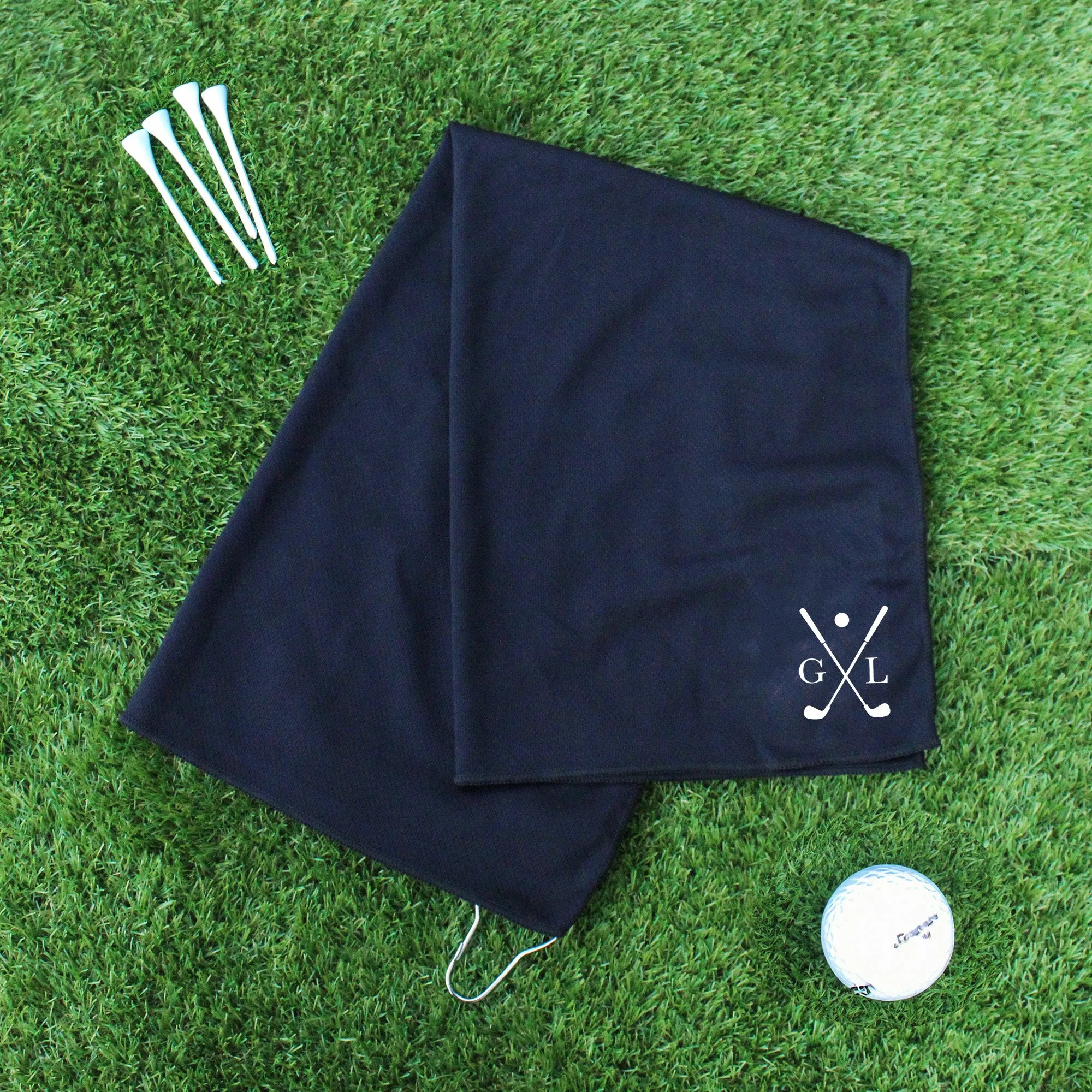 Personalised Micro Fibre Golf Towel with Initials
