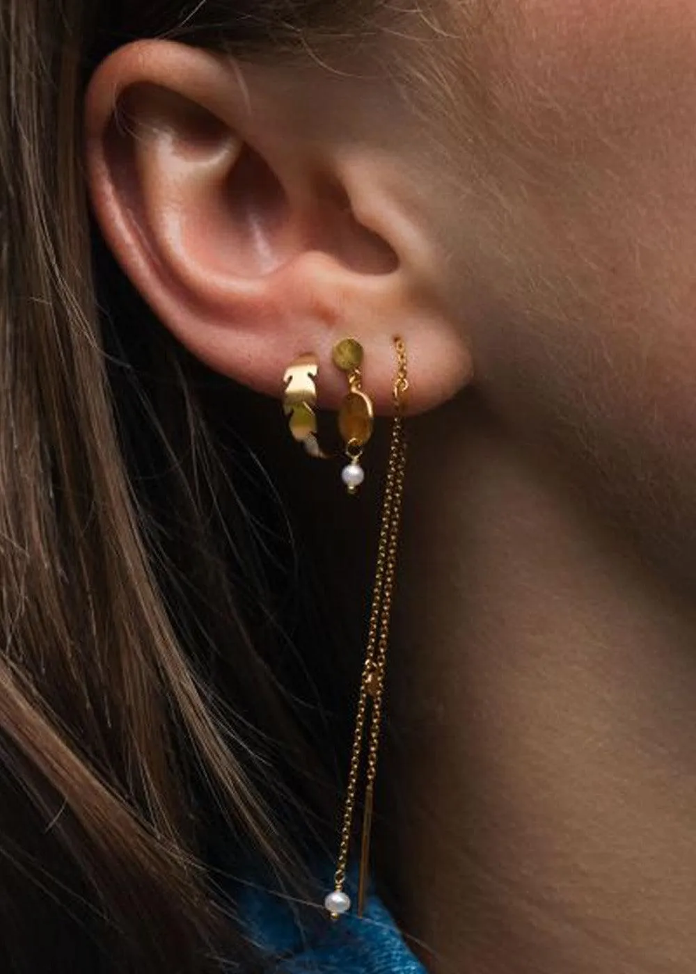 Petit Creol W/ Feather Earring - Gold