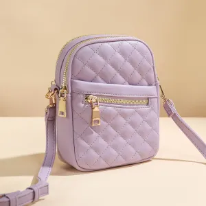 Phone Bag For Women Diamond Check Solid Color Mini Bag