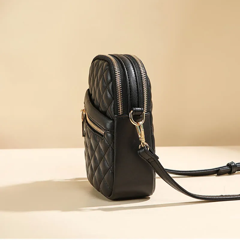 Phone Bag For Women Diamond Check Solid Color Mini Bag