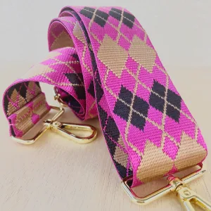 Pink and Gold Diamond Bag Strap