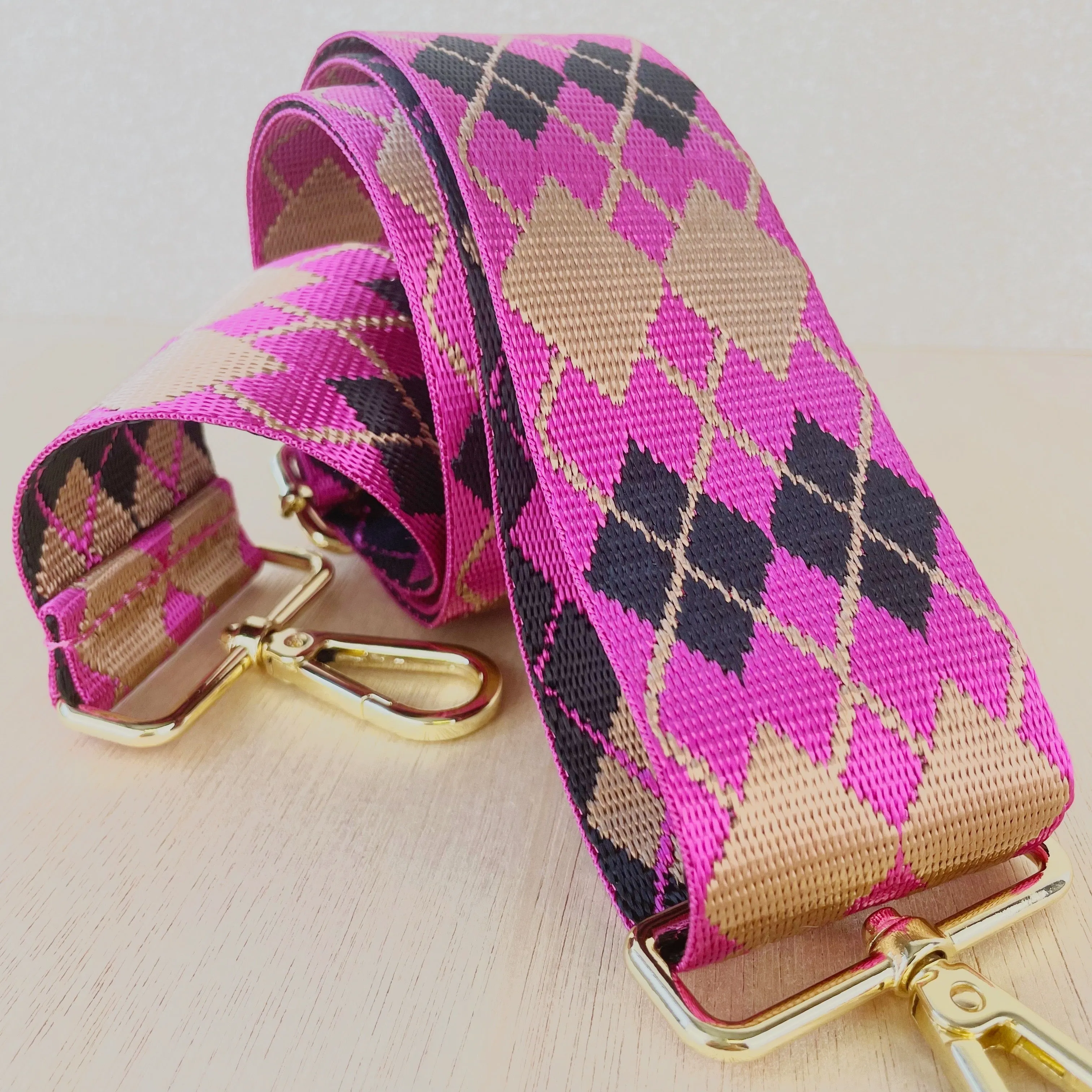 Pink and Gold Diamond Bag Strap