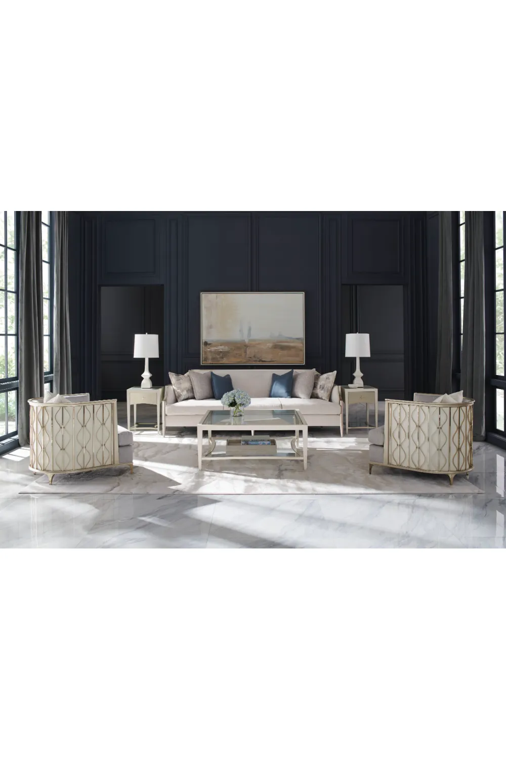 Pinstripe Glass Cocktail Table | Caracole Charming