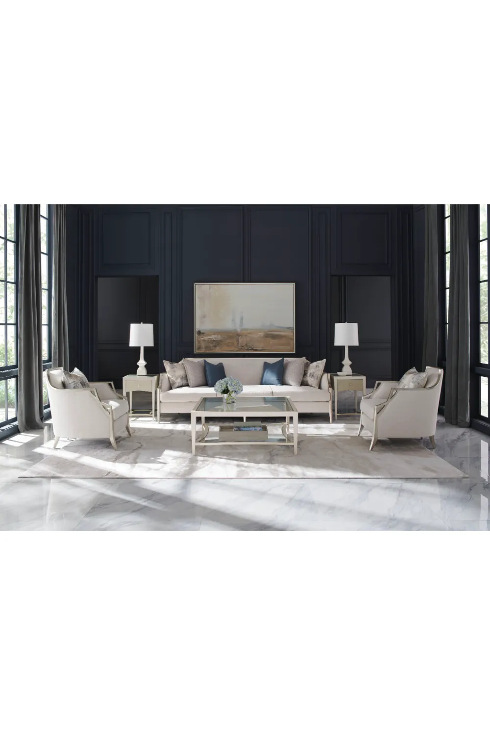 Pinstripe Glass Cocktail Table | Caracole Charming