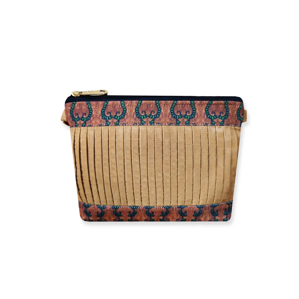 Pleated Beige Sling Bag