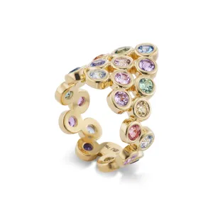 Pyramid Ring with Multi-Colored Sapphires