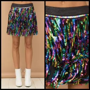 Rainbow Cascade Mini Skirt*