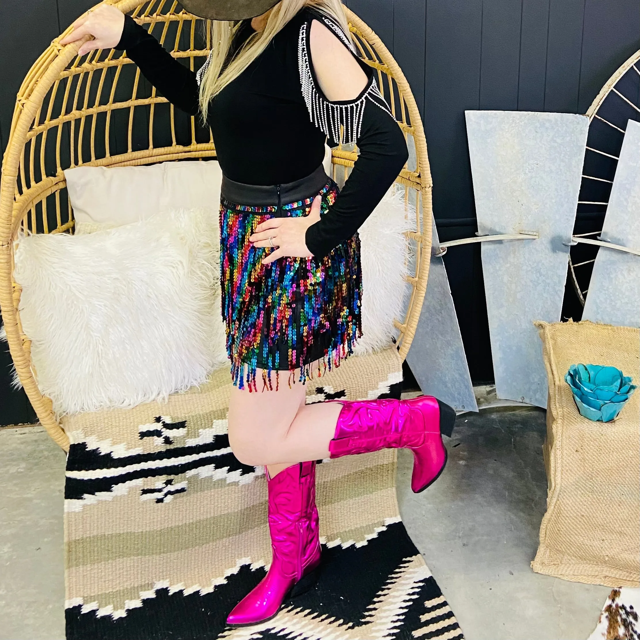 Rainbow Cascade Mini Skirt*