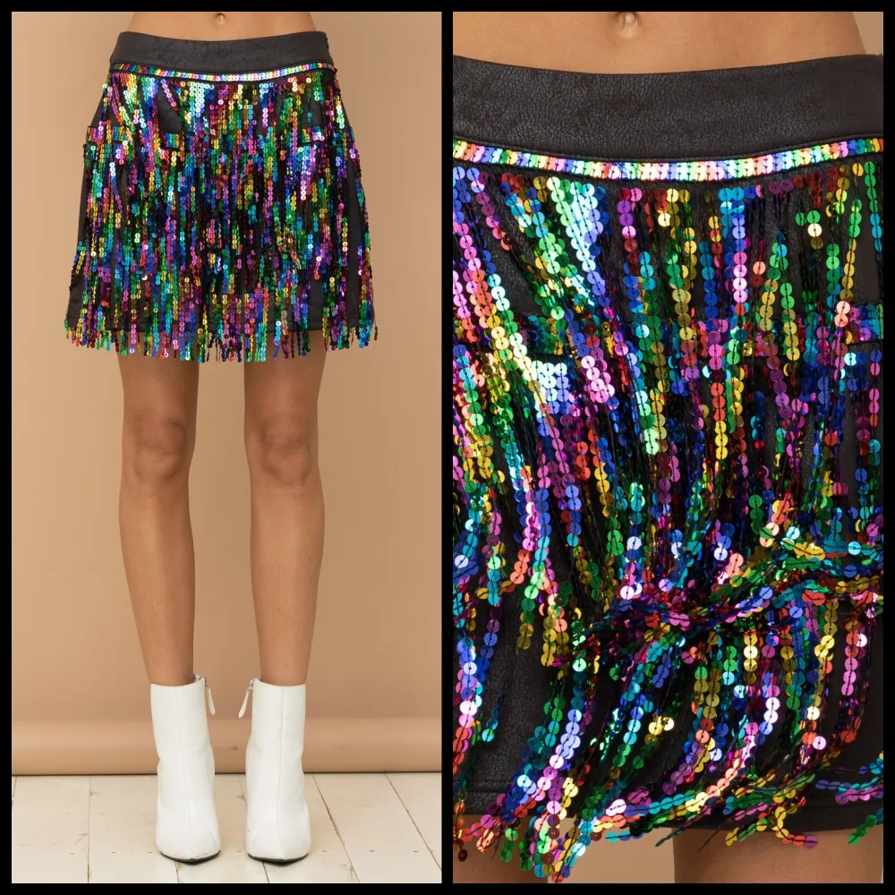 Rainbow Cascade Mini Skirt*