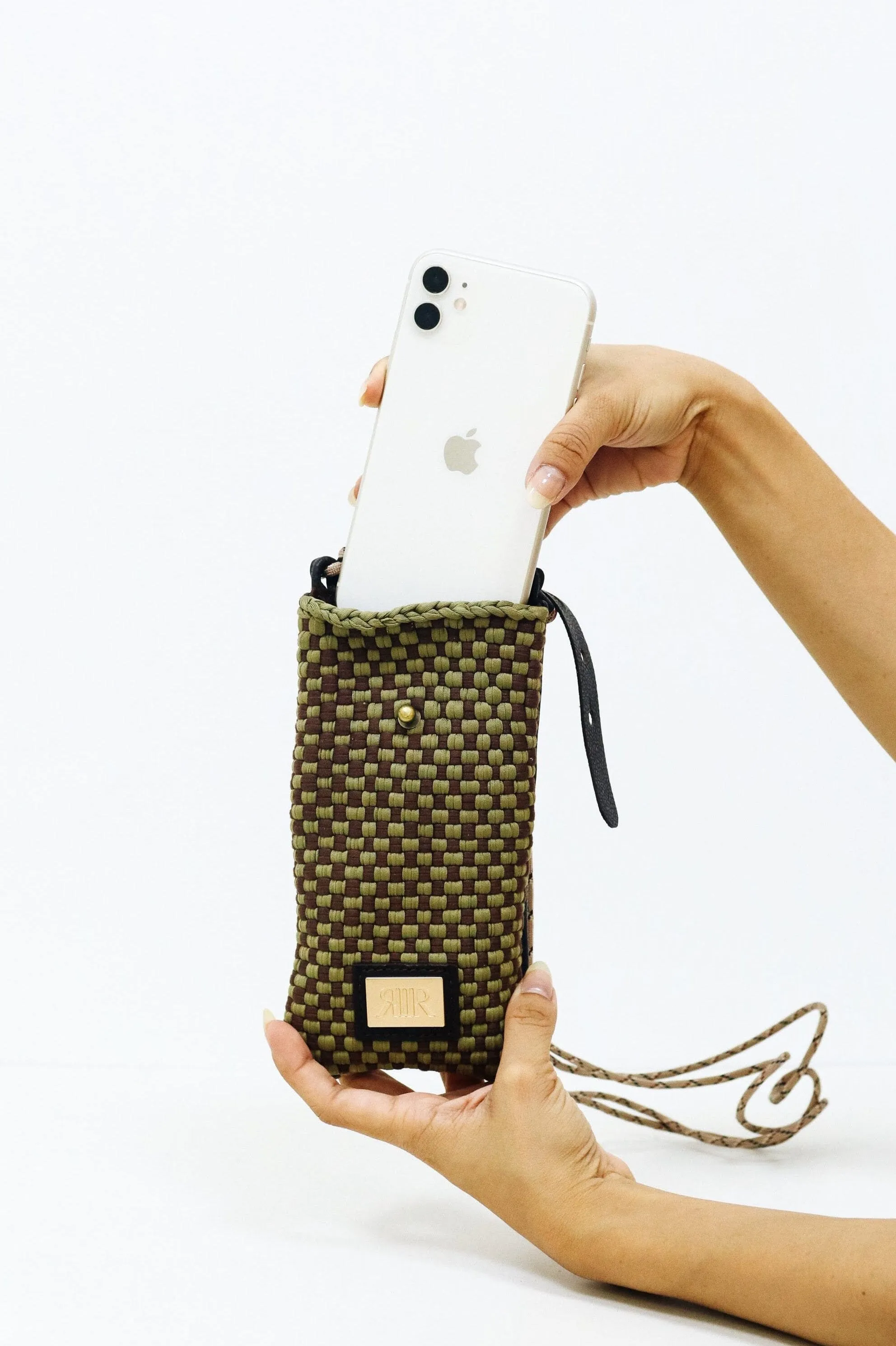 [Ready Today] Phone Sling Checkerboard Fatigue & Brown