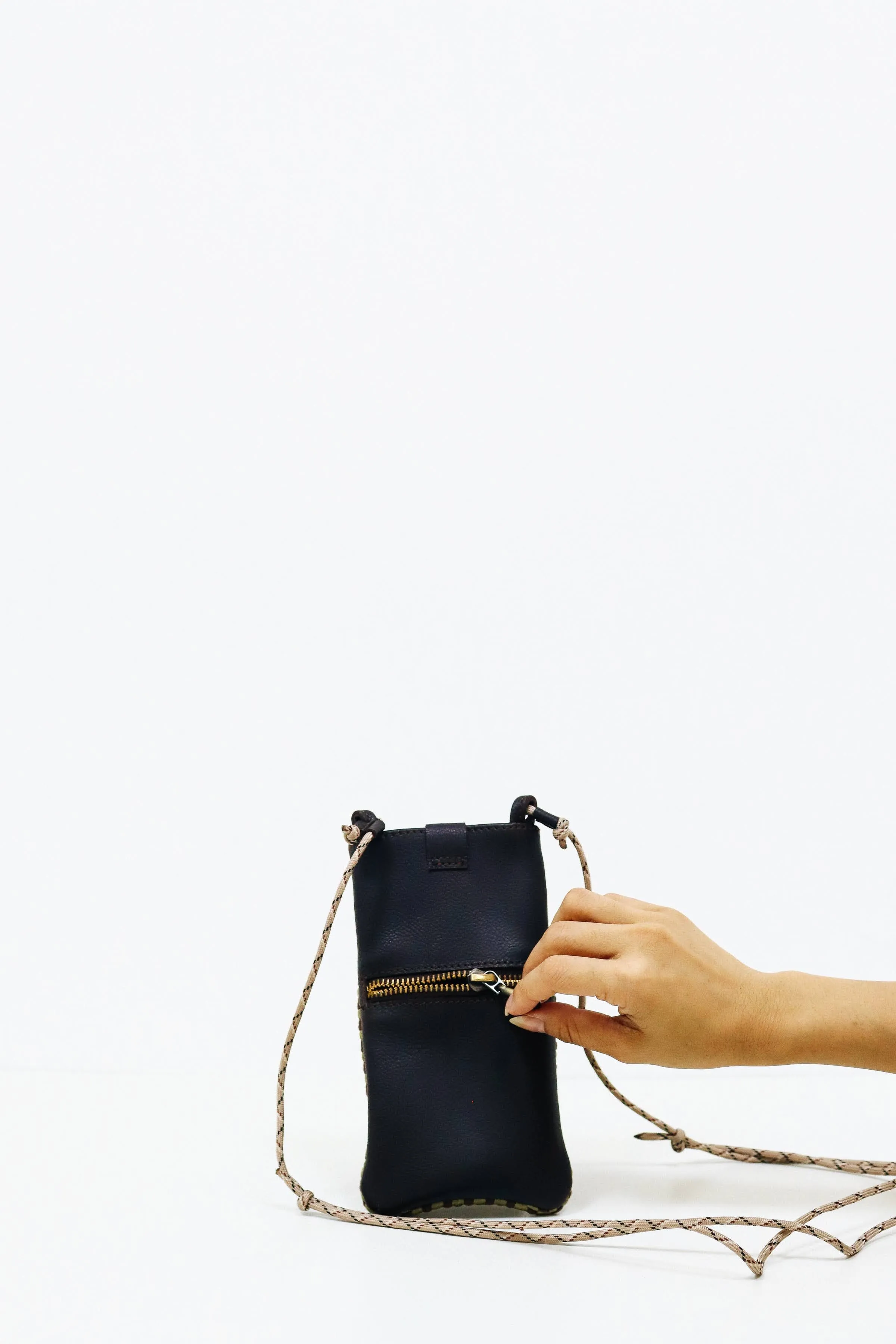 [Ready Today] Phone Sling Checkerboard Fatigue & Brown