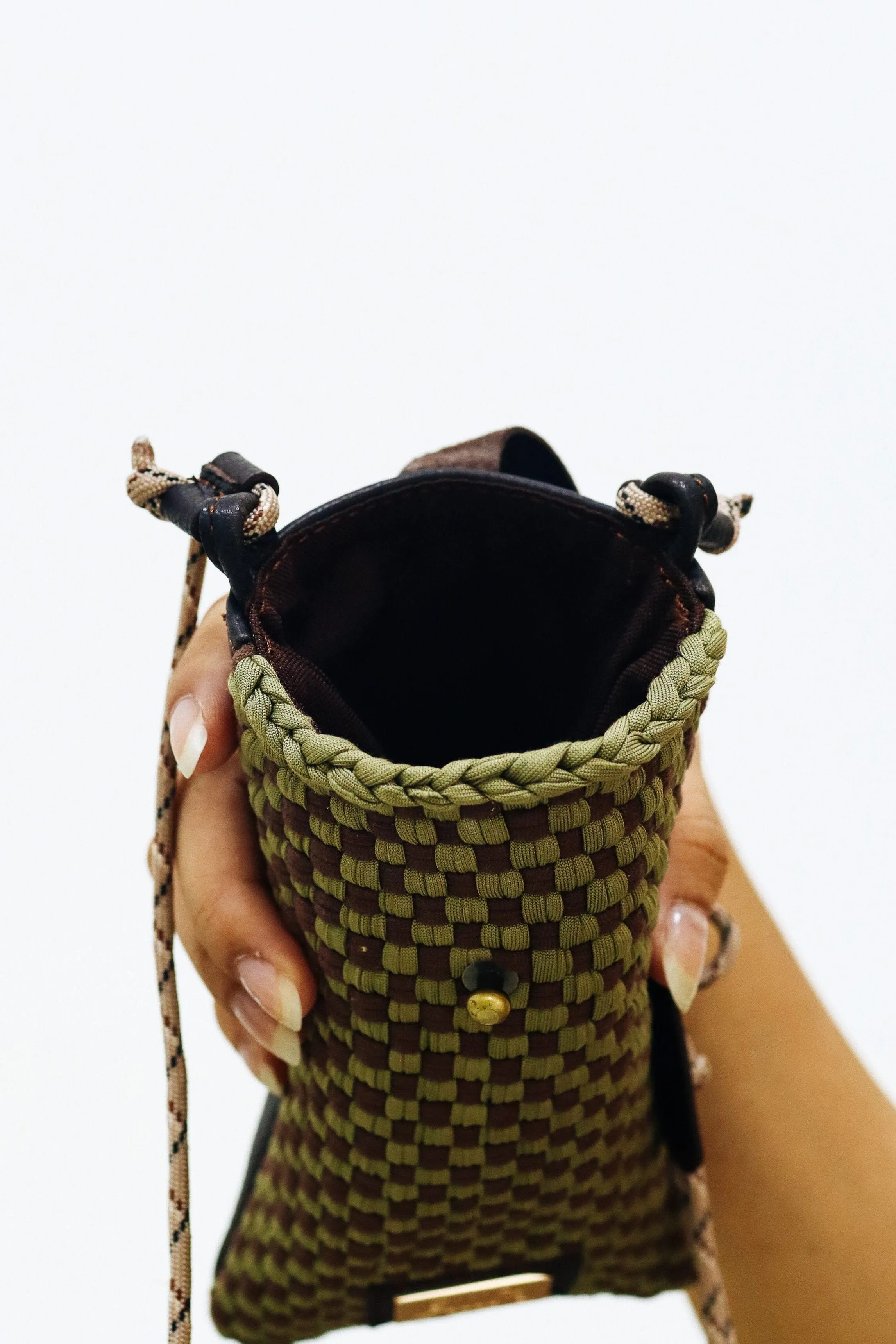 [Ready Today] Phone Sling Checkerboard Fatigue & Brown