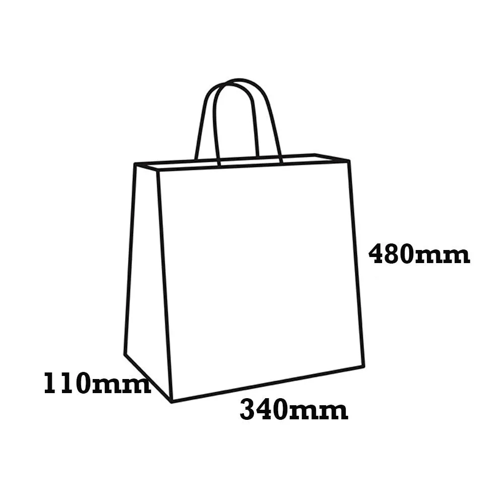 RETAIL TAKEAWAY KRAFT TWISTED HANDLE PAPER BAG *CLEARANCE* 480x340x110 - PK50