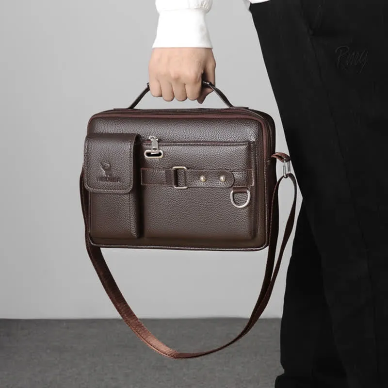 Retro Leather Satchel Messenger Bag for Men Traval Shoulder Bag