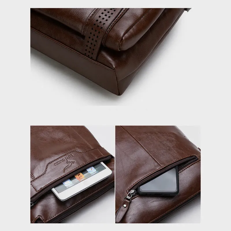 Retro Messenger Bag For Men Vertical Lightweight Crossbody Business Bag