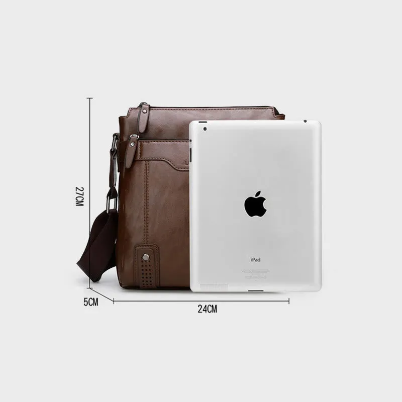Retro Messenger Bag For Men Vertical Lightweight Crossbody Business Bag