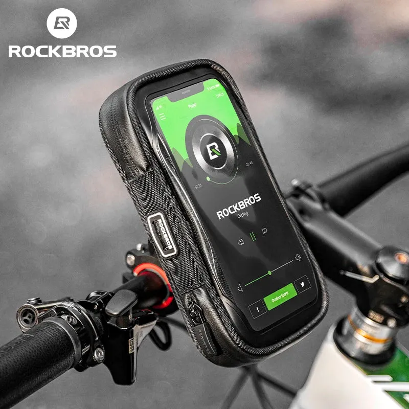 ROCKBROS 270° Rotatable Waterproof Phone Bag Stand | Handlebar Mount for Scooter & Bicycle