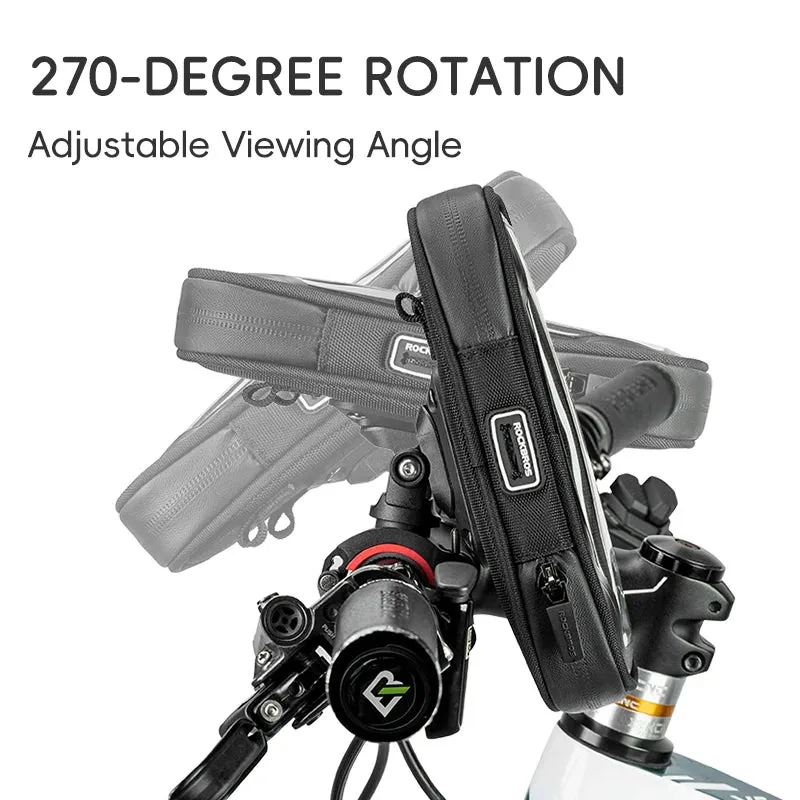 ROCKBROS 270° Rotatable Waterproof Phone Bag Stand | Handlebar Mount for Scooter & Bicycle