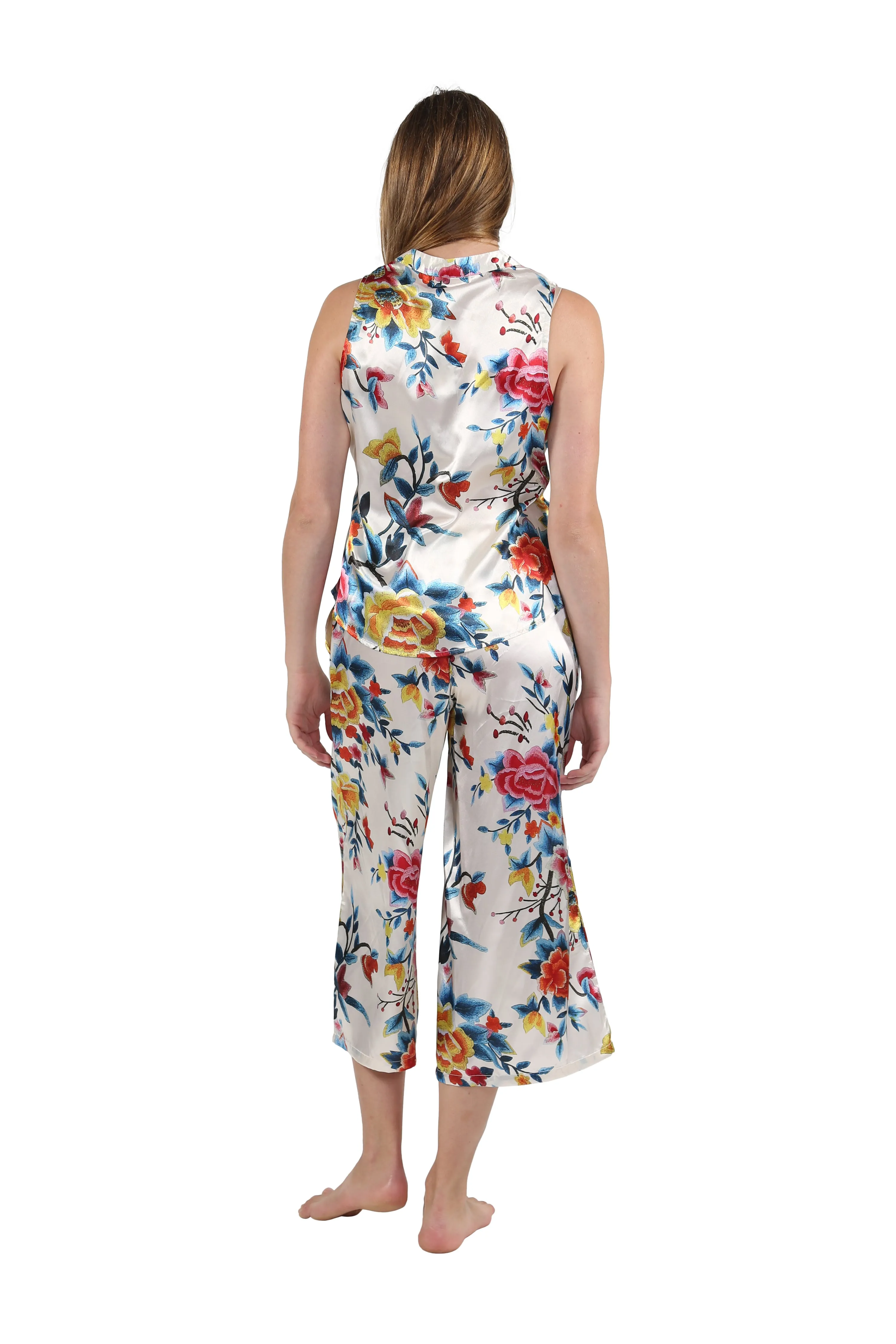 Satin Floral Multi Colored Lounge Set