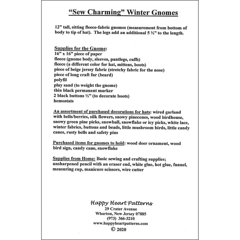 Sew Charming Winter Gnomes Pattern