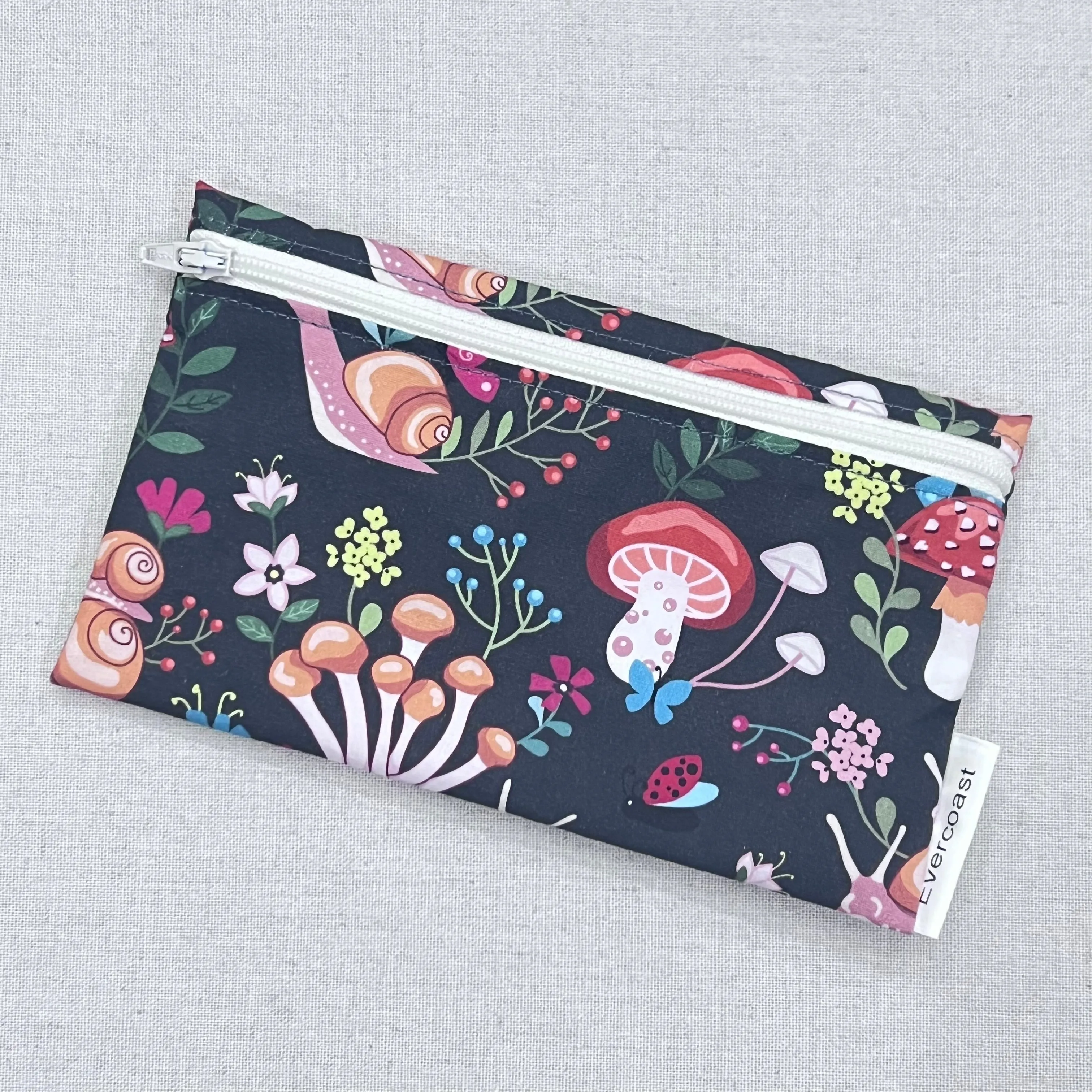 Snails and Mushrooms Reusable Snack Bag