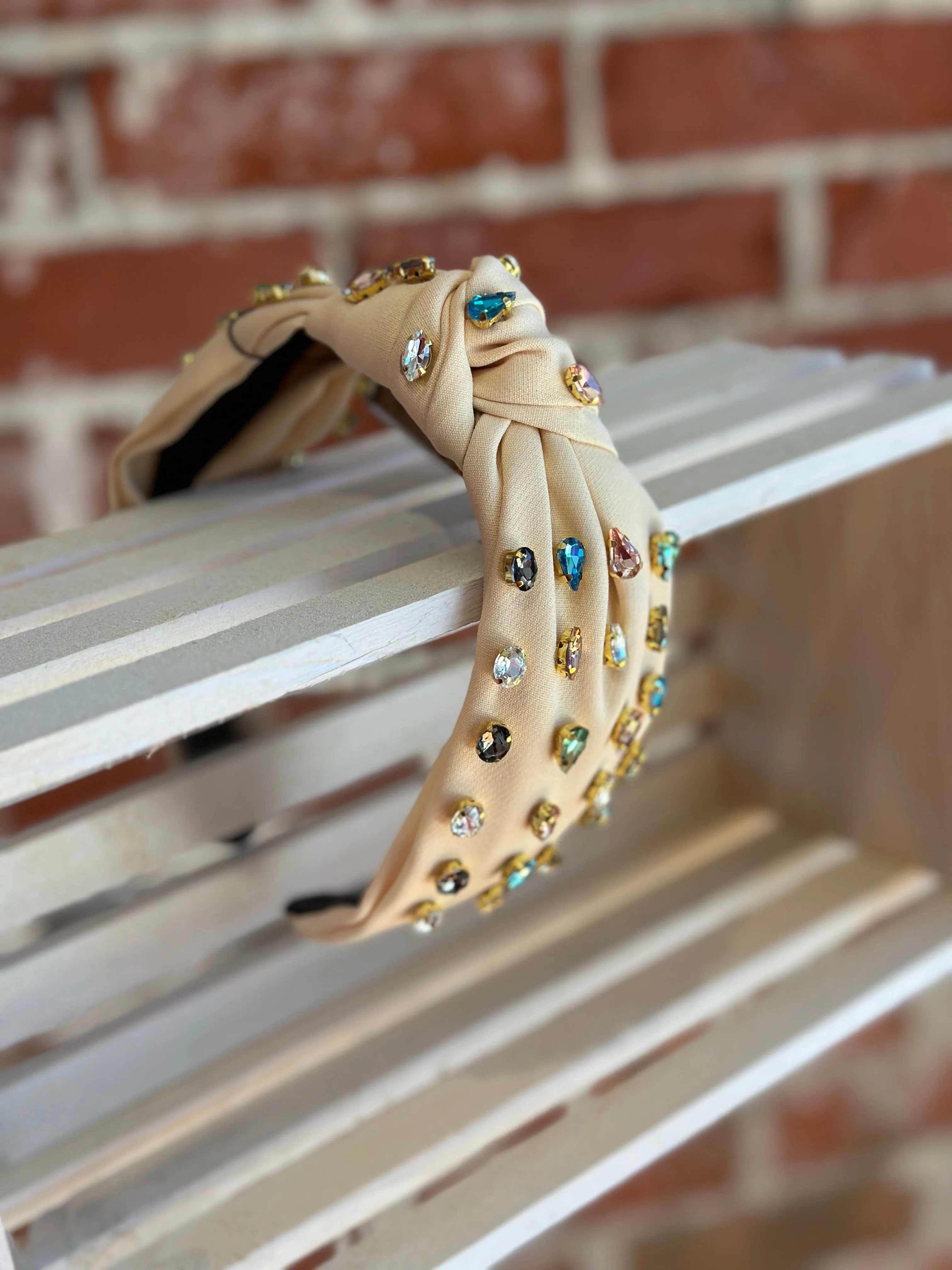 Solid Color Knotted Jeweled Headband